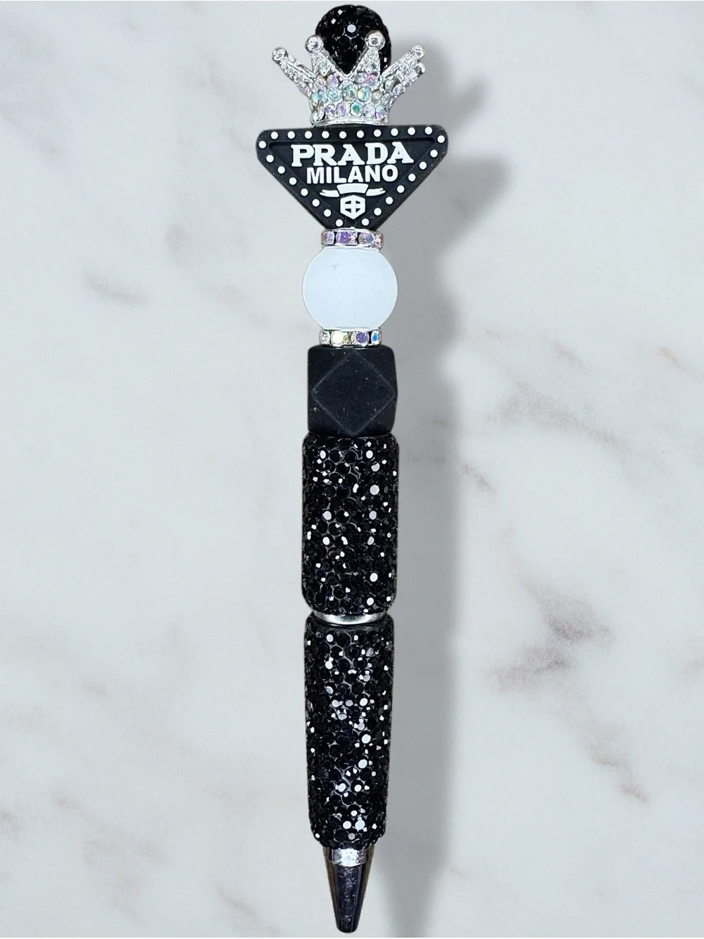 Fashion Prada Black Rhinestone Tiara Twist Pen